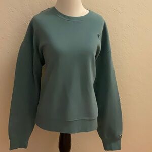 Champion Cozy Fleece Women’s Green Sweatshirt Size L Cotton-Blend,Drop Shoulders